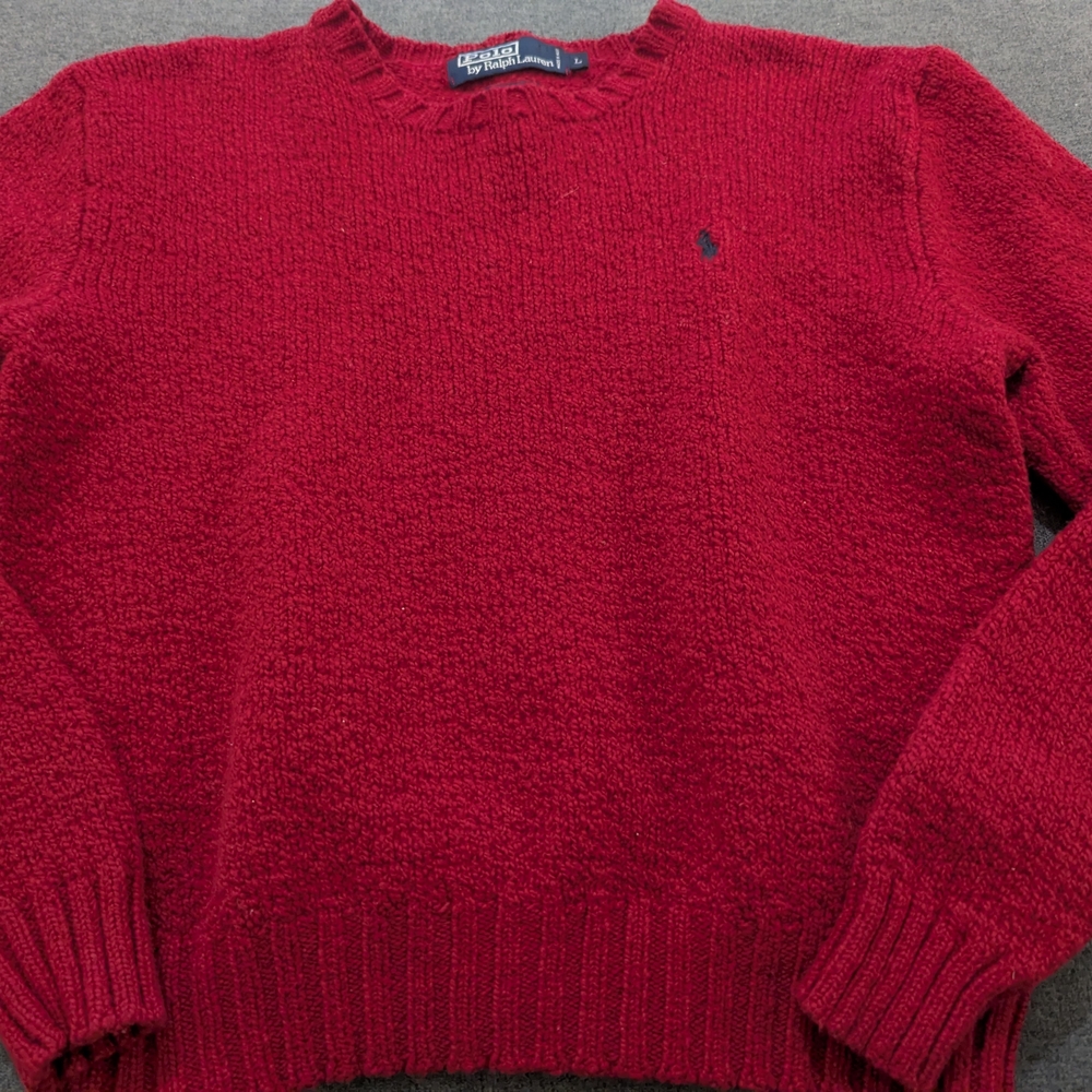 Polo Ralph Lauren Red Crewneck Cotton/Wool Blend Sweater - Picture 2 of 7